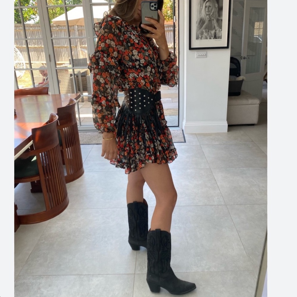 Misa Los Angeles Rizou dress safari print long sleeve mini floral - Picture 5 of 6